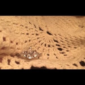 3 Stone Platinum Diamond Pear Ring, Size 4.25